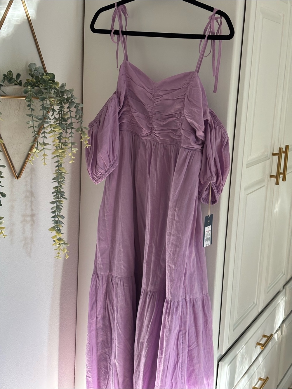 Whimsical Universal Thread Light Purple Off-Shoulder Maxi Dress size Medium